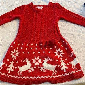 Gymboree Festive Red Knit Sweater with White Snowflakes